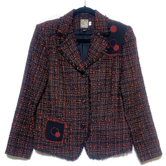 Bets by Canvasbacks Jackets & Blazers - Bets by Canvasbacks Blazer Jacket Women's Size 10 Button Up Lined Black and Red